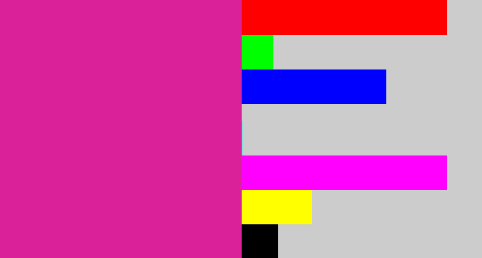 Hex color #da219a - purpley pink