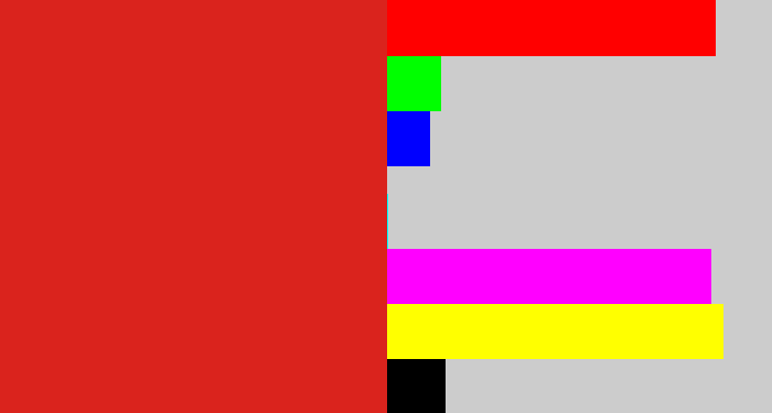 Hex color #da231d - vermillion