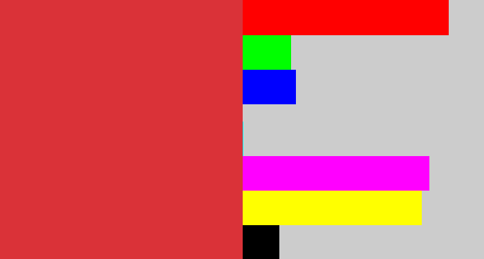 Hex color #da3238 - reddish