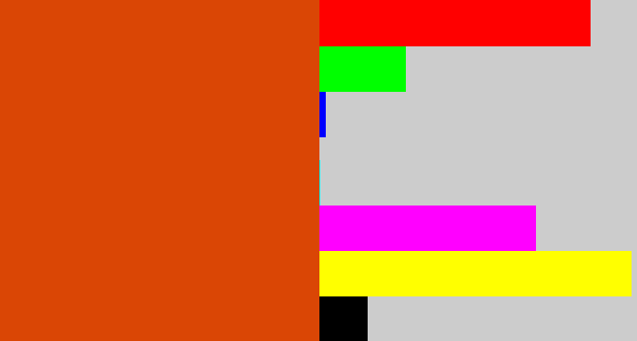 Hex color #da4605 - deep orange