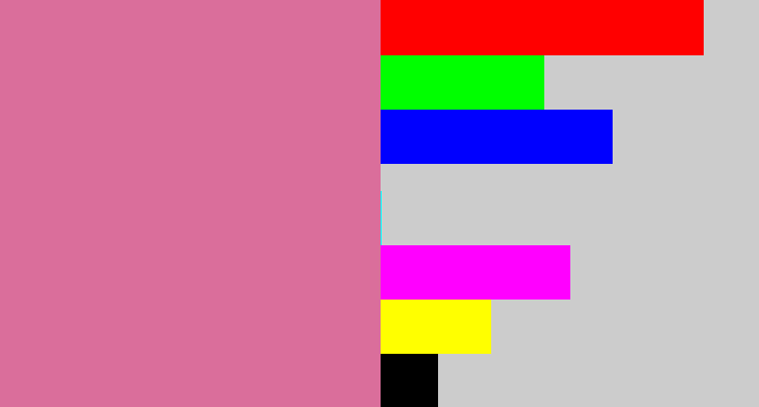 Hex color #da6e9b - muted pink