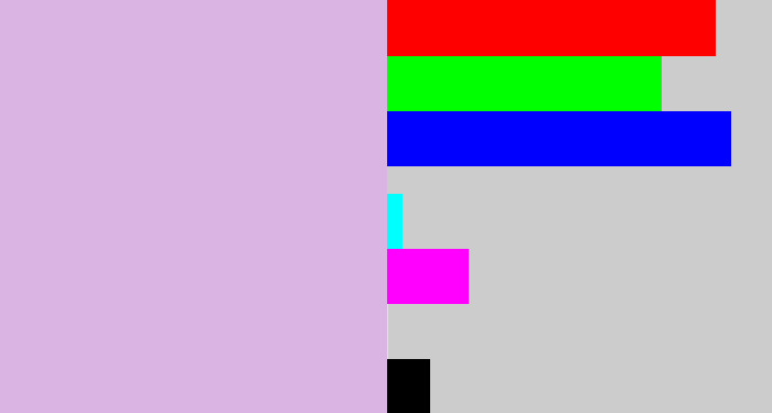 Hex color #dab5e4 - light violet