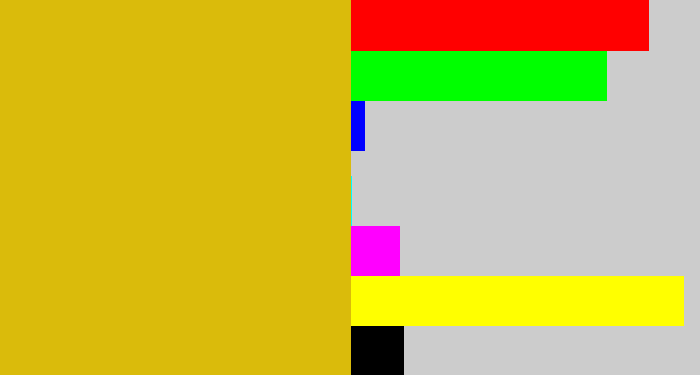 Hex color #dabb0b - dark yellow