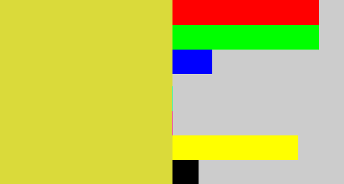 Hex color #dada3a - sickly yellow