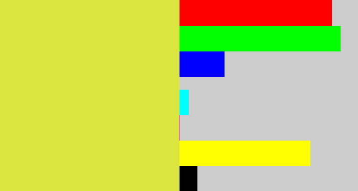 Hex color #dae63f - sickly yellow