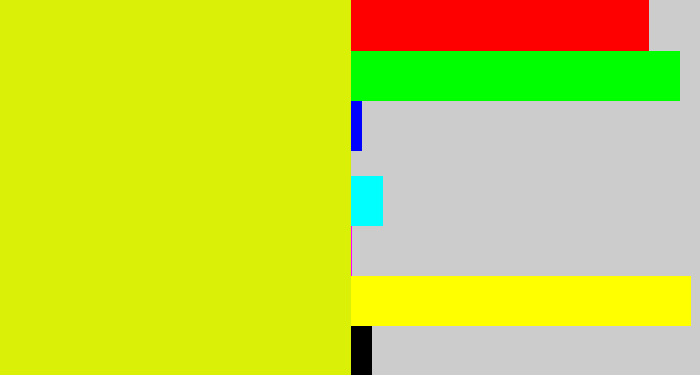 Hex color #daf007 - neon yellow