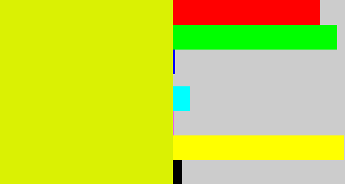 Hex color #daf103 - greenish yellow
