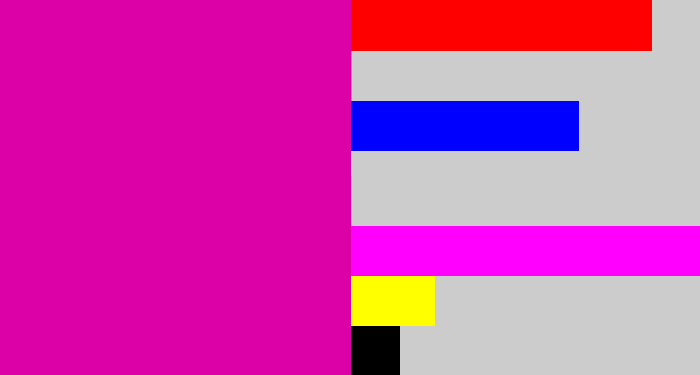 Hex color #db01a7 - shocking pink