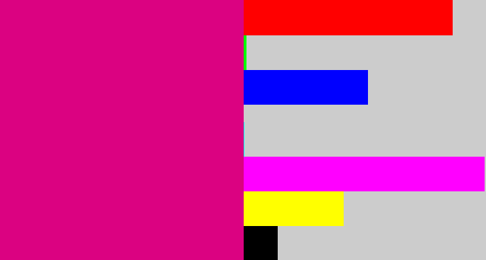 Hex color #db0281 - magenta