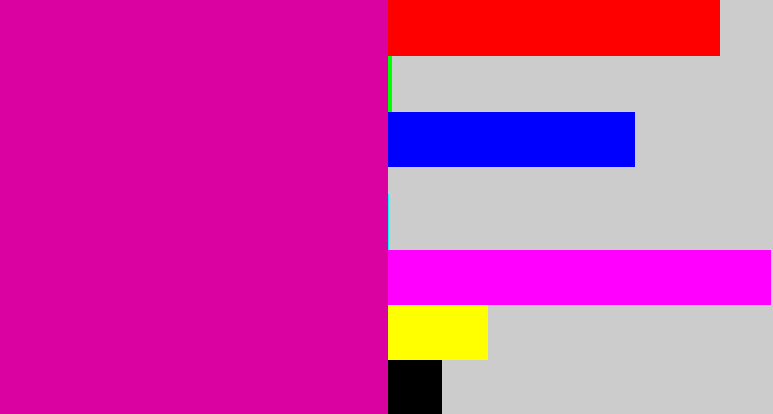 Hex color #db02a2 - shocking pink