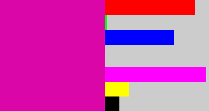 Hex color #db06a8 - shocking pink
