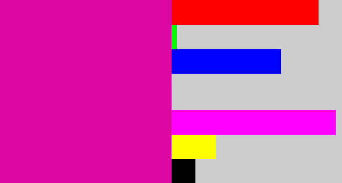 Hex color #db08a2 - shocking pink