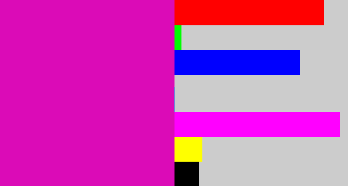 Hex color #db0bb7 - hot magenta