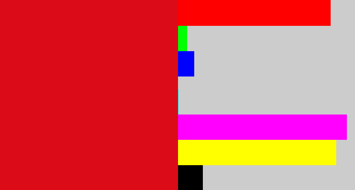 Hex color #db0c17 - red