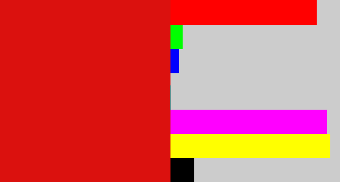 Hex color #db110e - red