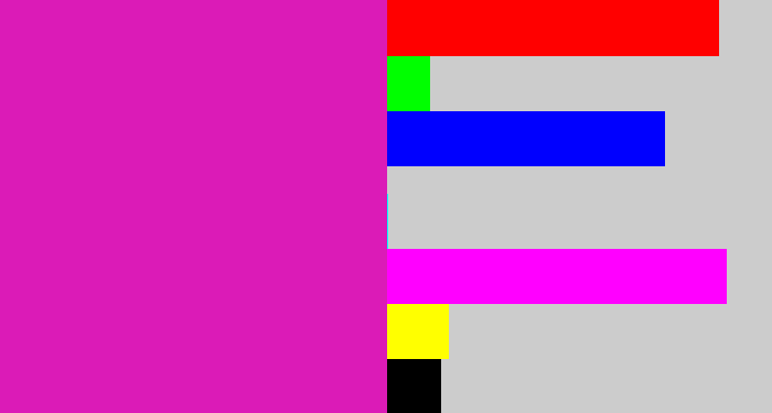 Hex color #db1bb7 - purpley pink