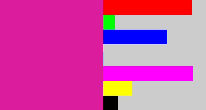 Hex color #db1c9d - shocking pink