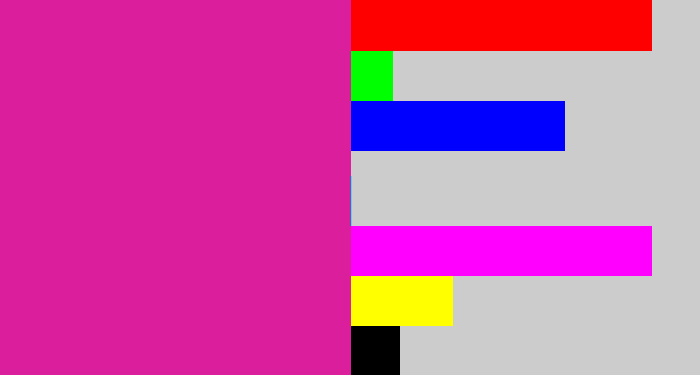 Hex color #db1e9c - shocking pink