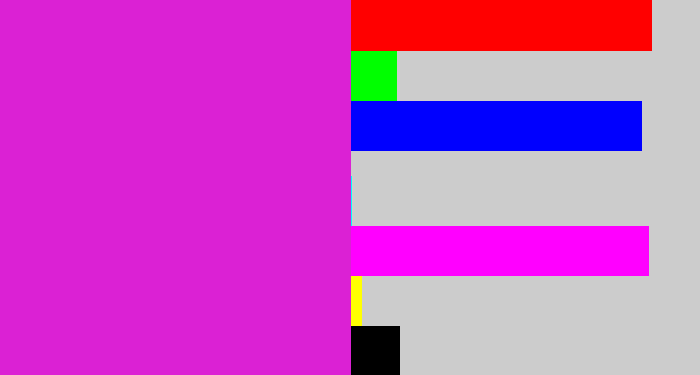 Hex color #db21d4 - purple/pink