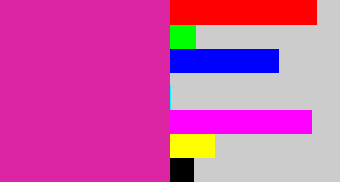 Hex color #db25a3 - purpley pink