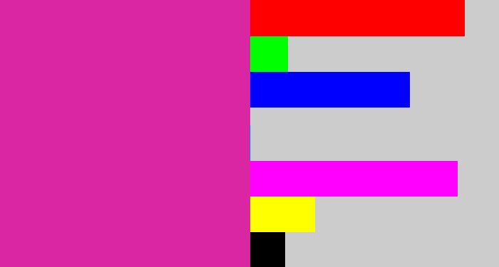 Hex color #db26a3 - purpley pink