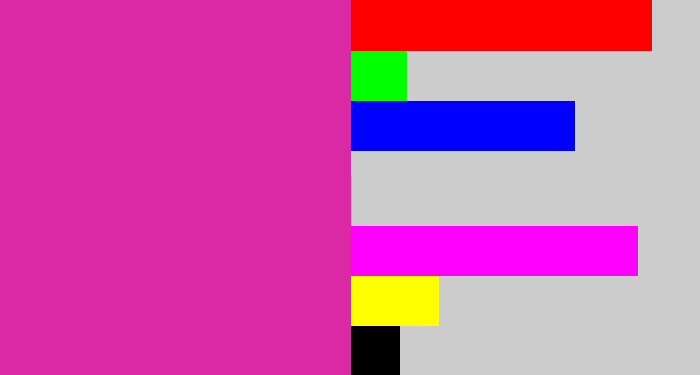 Hex color #db28a4 - purpley pink