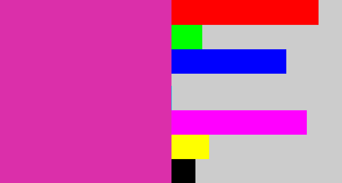 Hex color #db2faa - purpley pink