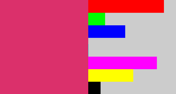 Hex color #db306b - dark pink