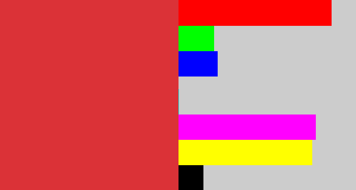Hex color #db3237 - reddish