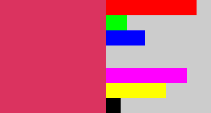 Hex color #db335f - dark pink