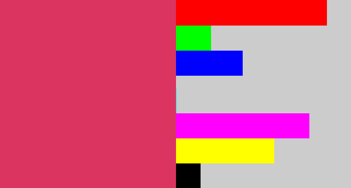 Hex color #db3461 - dark pink