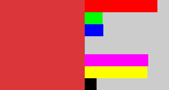Hex color #db3639 - reddish