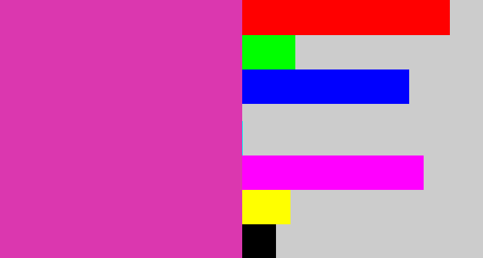 Hex color #db37af - purpley pink