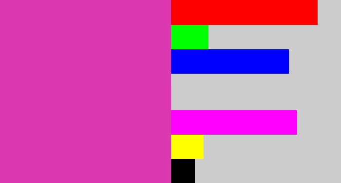 Hex color #db38b1 - purpley pink
