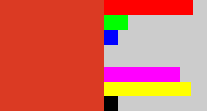 Hex color #db3a23 - tomato