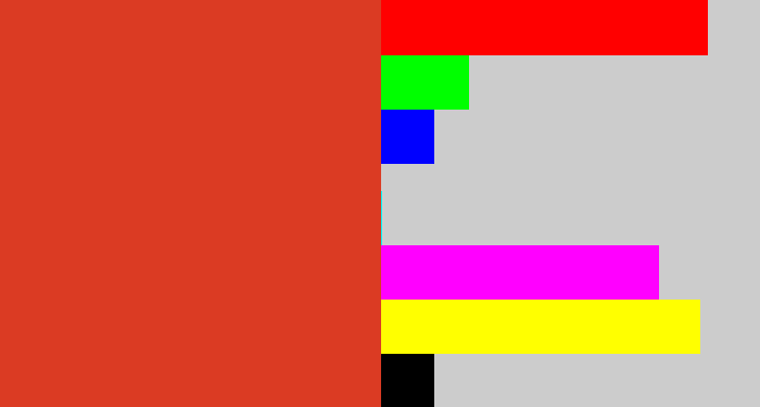 Hex color #db3b23 - tomato