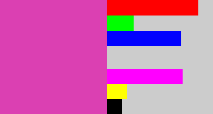 Hex color #db40b2 - purpley pink