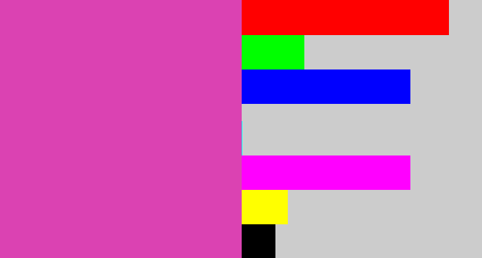 Hex color #db42b2 - purpley pink
