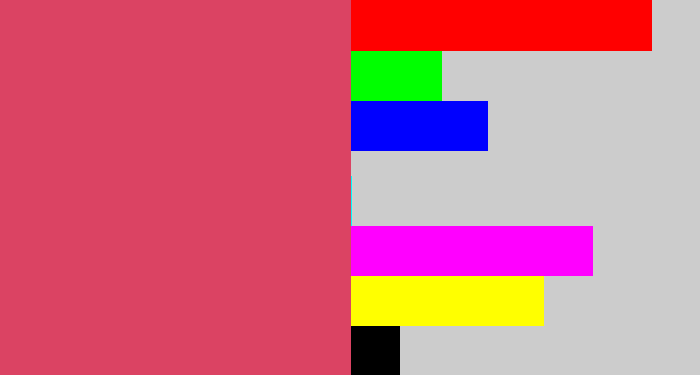 Hex color #db4363 - dark pink