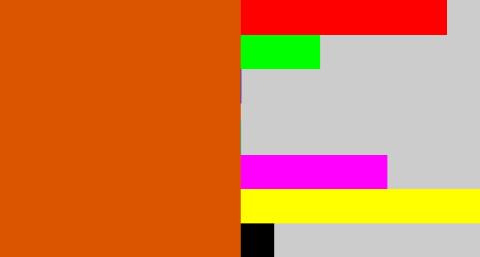 Hex color #db5500 - deep orange