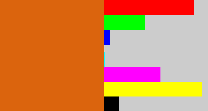 Hex color #db640d - rusty orange