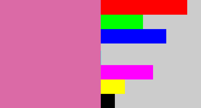 Hex color #db6aa6 - pale magenta