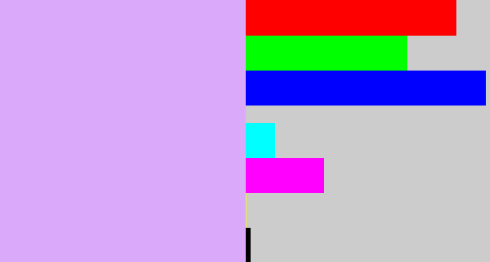 Hex color #dba9f9 - light violet