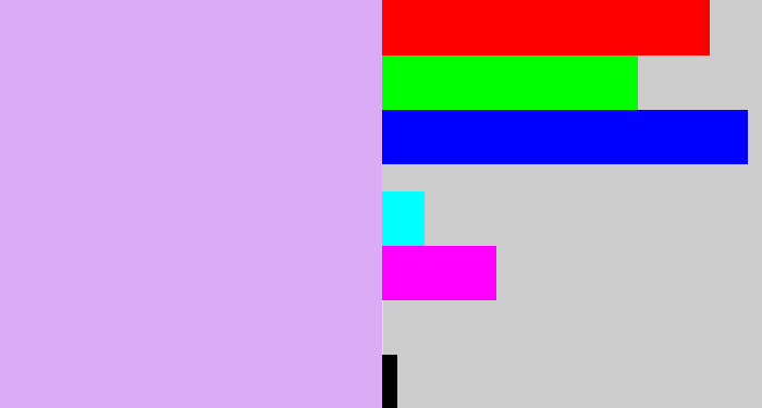 Hex color #dbabf6 - light violet