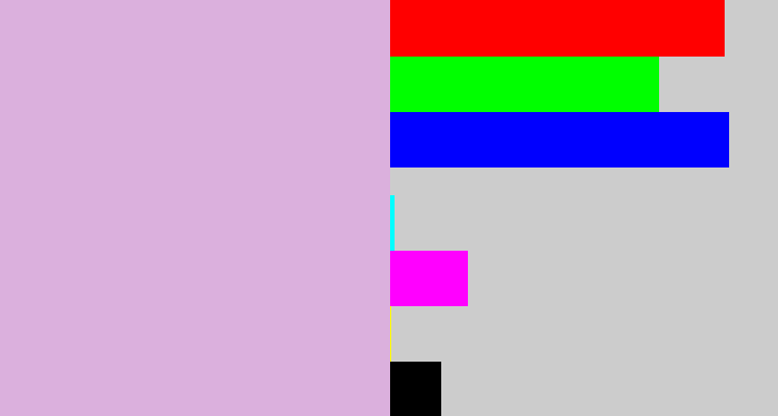 Hex color #dbb0dd - light violet
