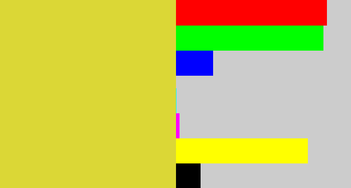 Hex color #dbd736 - sickly yellow