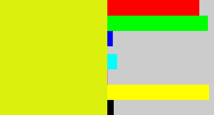 Hex color #dbf00d - neon yellow