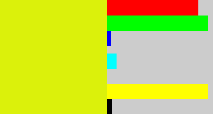 Hex color #dbf10b - neon yellow