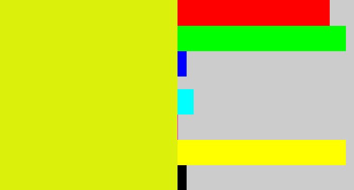Hex color #dbf10c - neon yellow