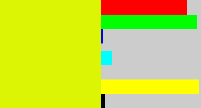 Hex color #dbf505 - neon yellow